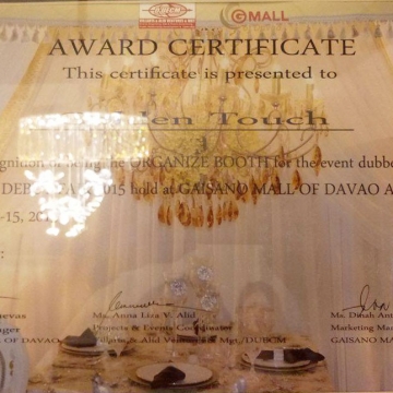 Awards & Certificates - Wedding, Birthday and Event Decorator in Davao City